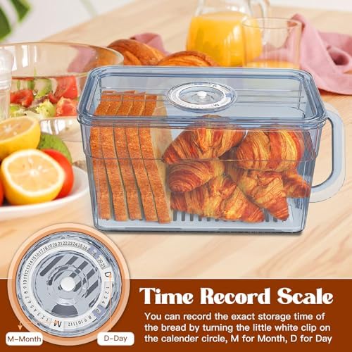 2 PCS Bread Box for Homemade Bread Airtight Bread Boxes for Kitchen Counter, Time Recording Bread Storage Container with Handle Grey - Image 7