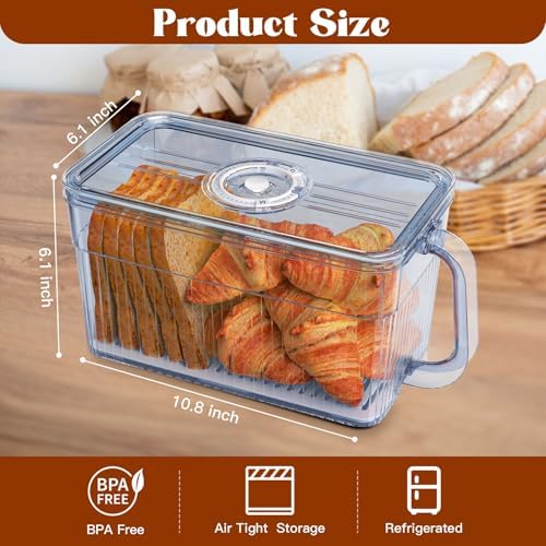2 PCS Bread Box for Homemade Bread Airtight Bread Boxes for Kitchen Counter, Time Recording Bread Storage Container with Handle Grey - Image 8