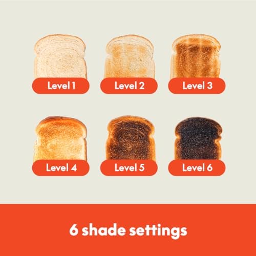 bella 2 Slice Slim Toaster, Fits-anywhere™ Kitchenware, 6 Setting Shade Control with Reheat & Cancel Buttons, Fits sourdough, 10” Long Slot, Anti Jam & Auto Shutoff, 900 Watt, Oatmilk - Image 6