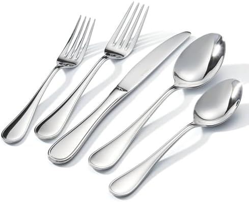KINGSTONE 40 Piece Teardrop Silverware Set for 8, 18/10 Stainless Steel Flatware Set, Modern Design Cutlery Set for Home/Hotel/Wedding,Mirror Polished and Dishwasher Safe - Image 2