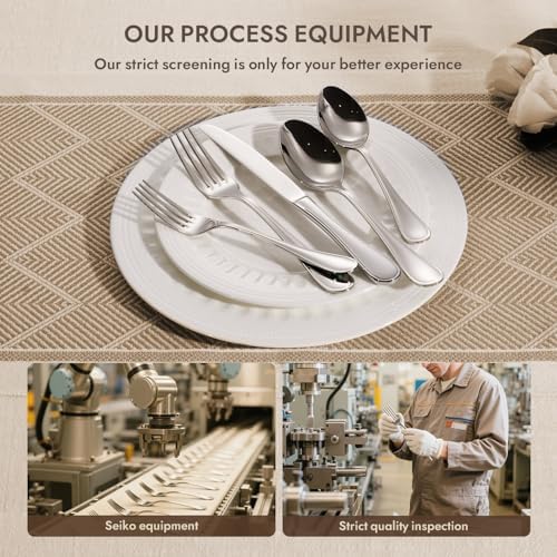 KINGSTONE 40 Piece Teardrop Silverware Set for 8, 18/10 Stainless Steel Flatware Set, Modern Design Cutlery Set for Home/Hotel/Wedding,Mirror Polished and Dishwasher Safe - Image 5