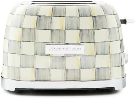 MACKENZIE-CHILDS 2-Slice Toaster, Decorative Toaster for Kitchen, Gray-and-White Sterling Check - Image 2