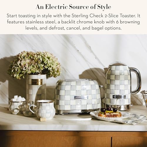 MACKENZIE-CHILDS 2-Slice Toaster, Decorative Toaster for Kitchen, Gray-and-White Sterling Check - Image 3