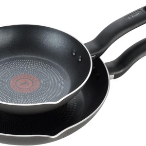 T-fal Initiatives Non Stick Fry Pan 2 Piece Set, 8.5, 10 Inch, Oven Broiler Safe 350F, Cookware, Kitchen Cooking Set, Skillets, Frying Pans, Egg Pan, Omelet Pan, Pots and Pans, Dishwasher Safe, Black
