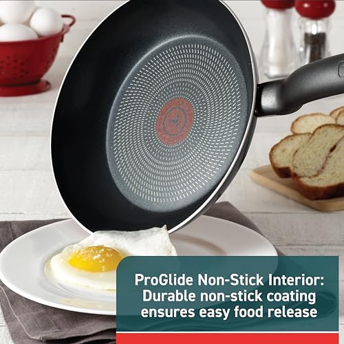 T-fal Initiatives Non Stick Fry Pan 2 Piece Set, 8.5, 10 Inch, Oven Broiler Safe 350F, Cookware, Kitchen Cooking Set, Skillets, Frying Pans, Egg Pan, Omelet Pan, Pots and Pans, Dishwasher Safe, Black - Image 3